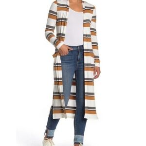 NWOT Socialite stripe open front ribbed cardigan size S